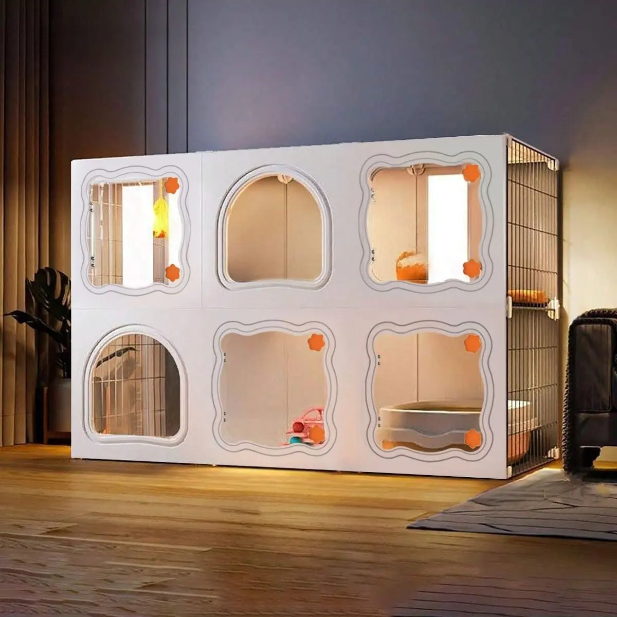 Cat Cage Toilet Litter Box Combo, Indoor Small Space Saving Cat Villa, Baby Cat Cage House Cabinet, Home Use, Kitten Litter Box