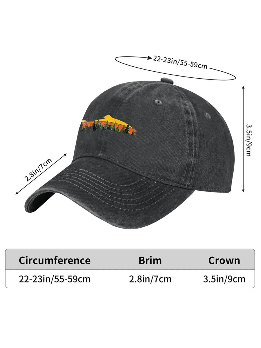 Sturgeon Forest Outdoor Shade Fishing Hat Classic Washed Retro Cap Mountaineering Adventure Soft Top Sweat Absorbing Breathable Adjustable Circumference Baseball Cap
