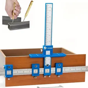 Adjustable Drill Guide Set, Tool Kit, 50-Piece Aluminum Alloy Punch Locator Kit, High-Speed Steel Titanium Coated Bits, Ideal for Drawer Pulls & Handles