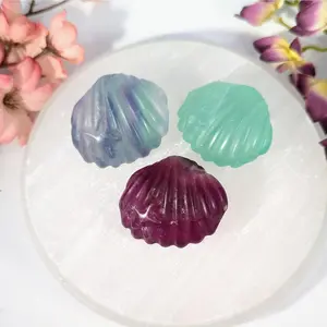 Fluorite 1.5 Inch Clam Shell Carving Bc0355