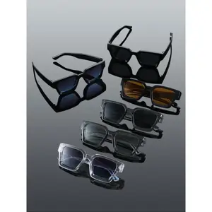 6-Pack Men's Rectangular Frame Street Style Sunglasses Classic Thick Frame Simple Design Set Trendy Shades for Street Photography & Outdoor Casual Activities