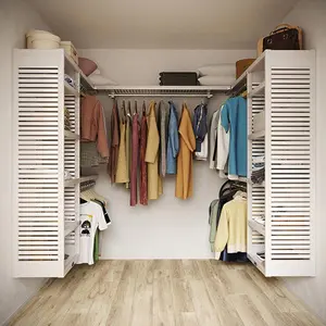 9' x 6' Solid Wood U Shaped Walk-in Closet Organizer
