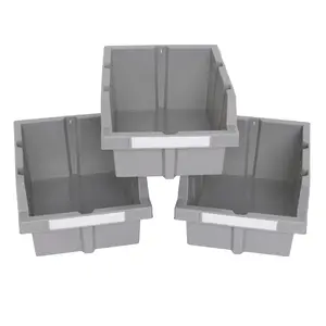 Large Grey Bins for Commercial Bin Rack (3-Pack)