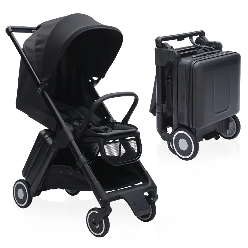 5-in-1 Carry-On Luggage Stroller | 5-in-1 Convertible Baby Travel System (Stroller/Bed/Pushcart) | Airline-Approved 19L Suitcase Fits Under Seat | Smooth PU Wheels & TSA Lock | Lightweight Aluminum Frame