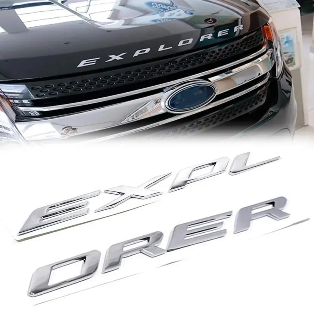 For Ford Explorer 2011-2026 Gloss Black 3D Letter Badge Kit, Front Hood Custom Emblem Trim Accessories