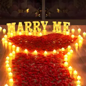 2031 count Marry Me Light Up Letters Proposal Decorations, Marry Me Sign with 24 count Heart Flameless Candles 2000 count Artificial Rose Petals for Wedding Proposal Romantic Night Decor