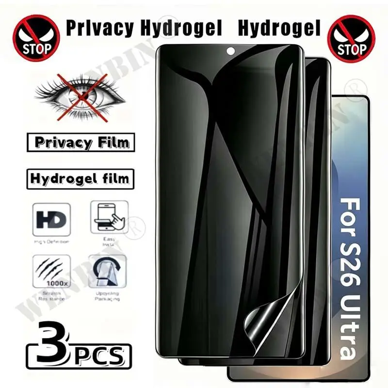 3Pcs Privacy Hydrogel Film For Samsung S26 S25 S24 Ultra FE Plus A57 A37 A27 A17 Privacy Screen Protector