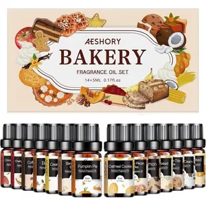 Bakery Essential Oils Set - Fragrance Oil for Diffusers, Candle Making - Pumpkin Pie, Coffee Cake, Oatmeal Cookie, Gingerbread, Cinnamon Apple Aromatherapy Scented Oils (5ml)