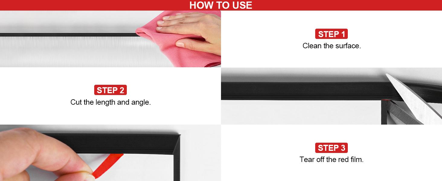 Rubber Edge Trim U Channel /" Self Adhesive Sheet Metal Edge Guard Protector, EPDM Seal Strip for Car Doors, Steel Plates, Glass, Hatches, Table Corners, Fit /"(.mm), Ft, Black