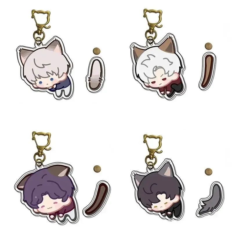 Tail Wagging Keyring Game Love And Deepspace Xavier Zayne Rafayel Ralayo Sylus Cosplay Key Chain Acrylic Keychain Figure Pendant