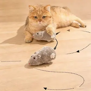 Plush Mouse Design Toy, Wind-Up Rat Cat Dog Play Toy, Prank Mechanical Moving Animal Toy, Fun Interactive Pet Toy