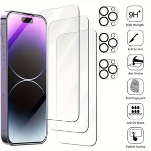 Tempered Glass Screen Protector & Lens Protector, 6 Counts Anti-scratch Phone Screen Protective Film, Phone Accessories for iPhone 11 12 13 14 15, Cover, Protection