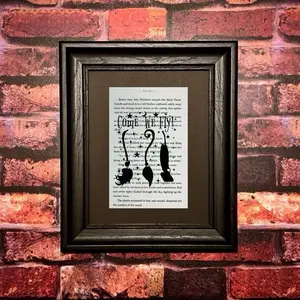 Hocus Pocus Matted Book Page Art Print - Art on Various Pages, Black Picture Mat with Backing Board - Decor Artistic Decoration