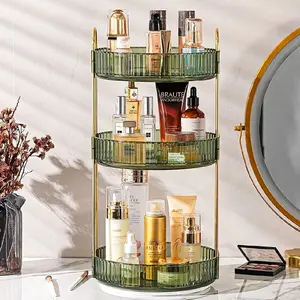 3Tier Rotating Makeup Tray Rack 360° Spinning Perfume Cosmetic Storage Organizer for Easy Access and Stylish Display