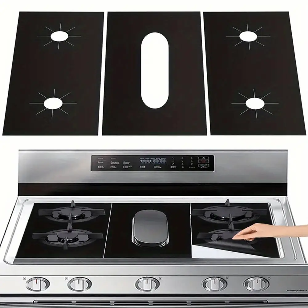 Stove Cover, 3 Counts/set Heat Resistant Stove Burner Cover For Gas Stove Top, Stove Protector For Gas Range, Reusable Non-stick Washable Stove Guard,