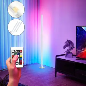 LED Rgbic Corner Floor Lamp, Music Sync DIY Mode, Remote Control, USB Powered, Color Changing, Living Room & Bedroom Decor