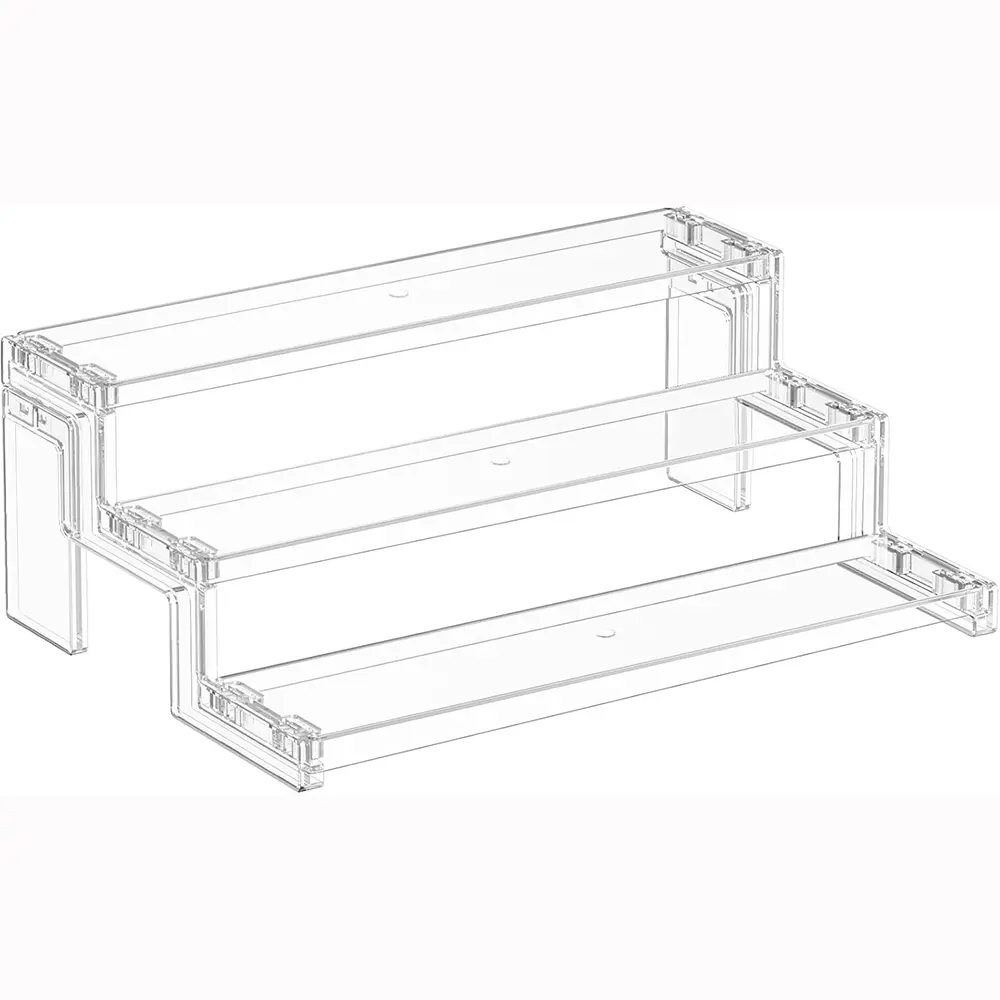 Spice Rack, Perfume Cologne Organizer, Cupcake Stand, Tool-Free Assembly, Display Riser Shelf, Seasoning Figurine Makeup Holder, Room Decor, Kitchen Cabinet Storage, Clear, 12in-3 Tier, 1 Pcs