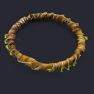 Fabric Wire Wrapped Bead Bangle