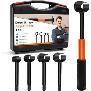 Door Hinge Adjustment Tool Kit, 4 in 1 Hinge Gap Adjusting Wrench Set for Residential and Commercial Use, Door Gap Adjustment Tool, Heavy Duty Door Hinges Repair Wrench with Rubber Grip