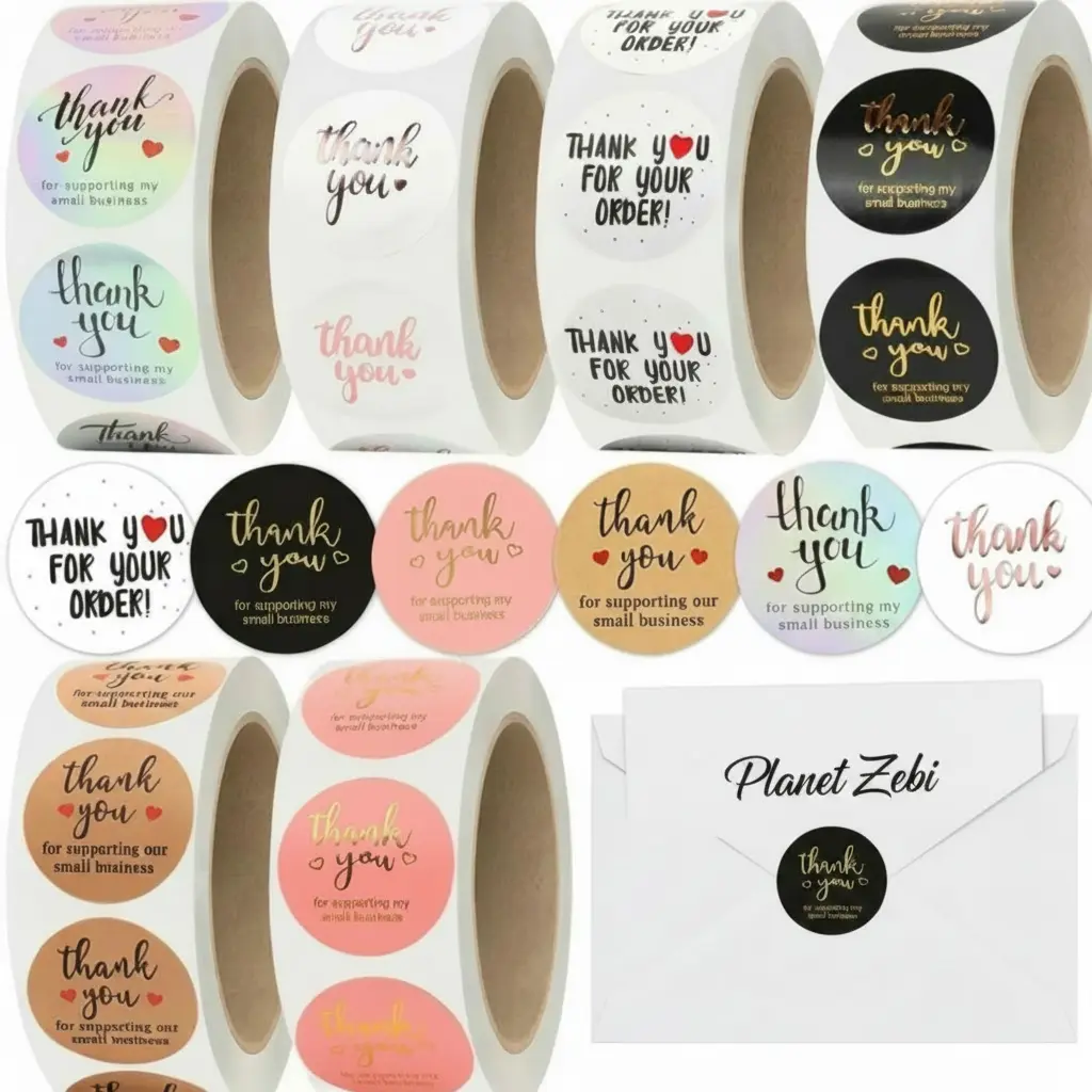 Thank You For Your Order ' Stickers Small Business Envelope 1 Inch Round