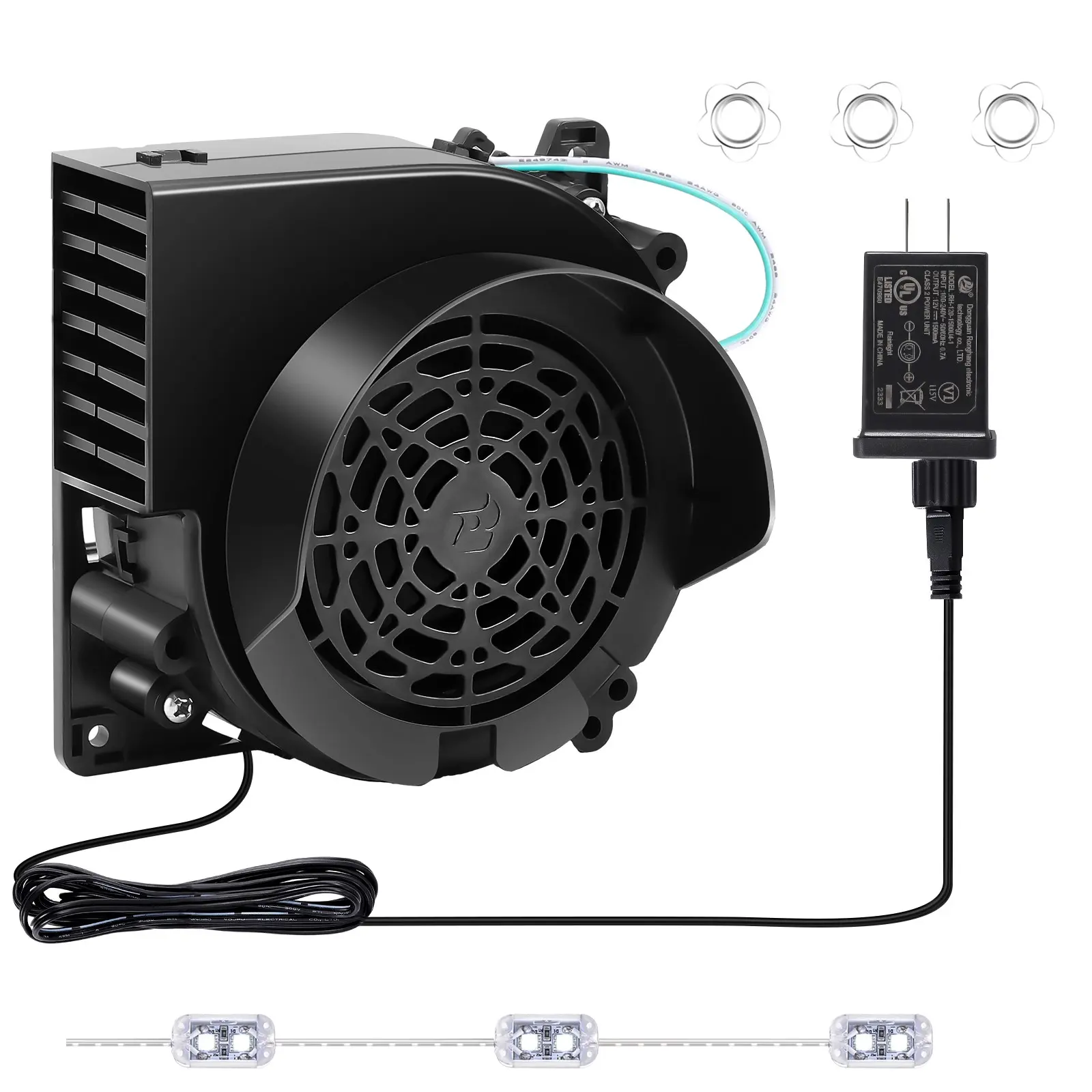 Inflatable Fan Replacement, 3100RPS Air Blower 12V 1A Blow up Fan for Halloween Christmas Inflatables with 3-LED Light Strings for Thanksgiving Indoor Outdoor Holiday Inflatables Decor