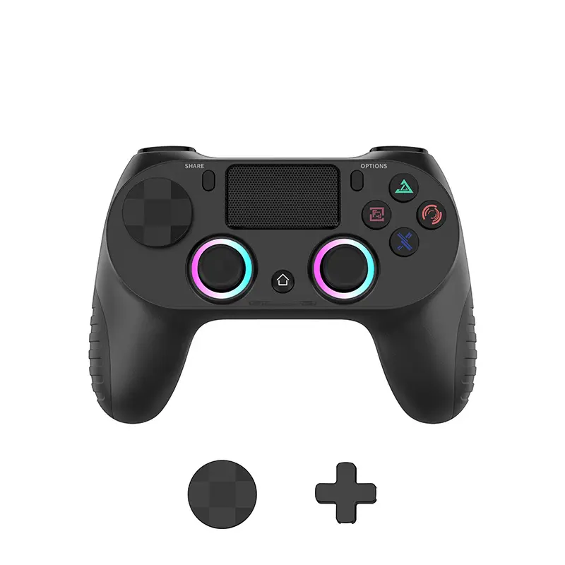Wireless RGB Gaming Controller for PS4, Windows PC & Steam, Bluetooth 5.0, Hall Effect Anti-Drift Joysticks, Linear Triggers, 7-Color RGB Lighting, 600mAh Rechargeable Battery, 3.5mm Headphone Jack (Not Compatible with PS5)