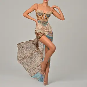 2025 New Dress, Summer Sexy Ladies Suspender Long Skirt, Hot Girl Slit Tube Top Chiffon Dress