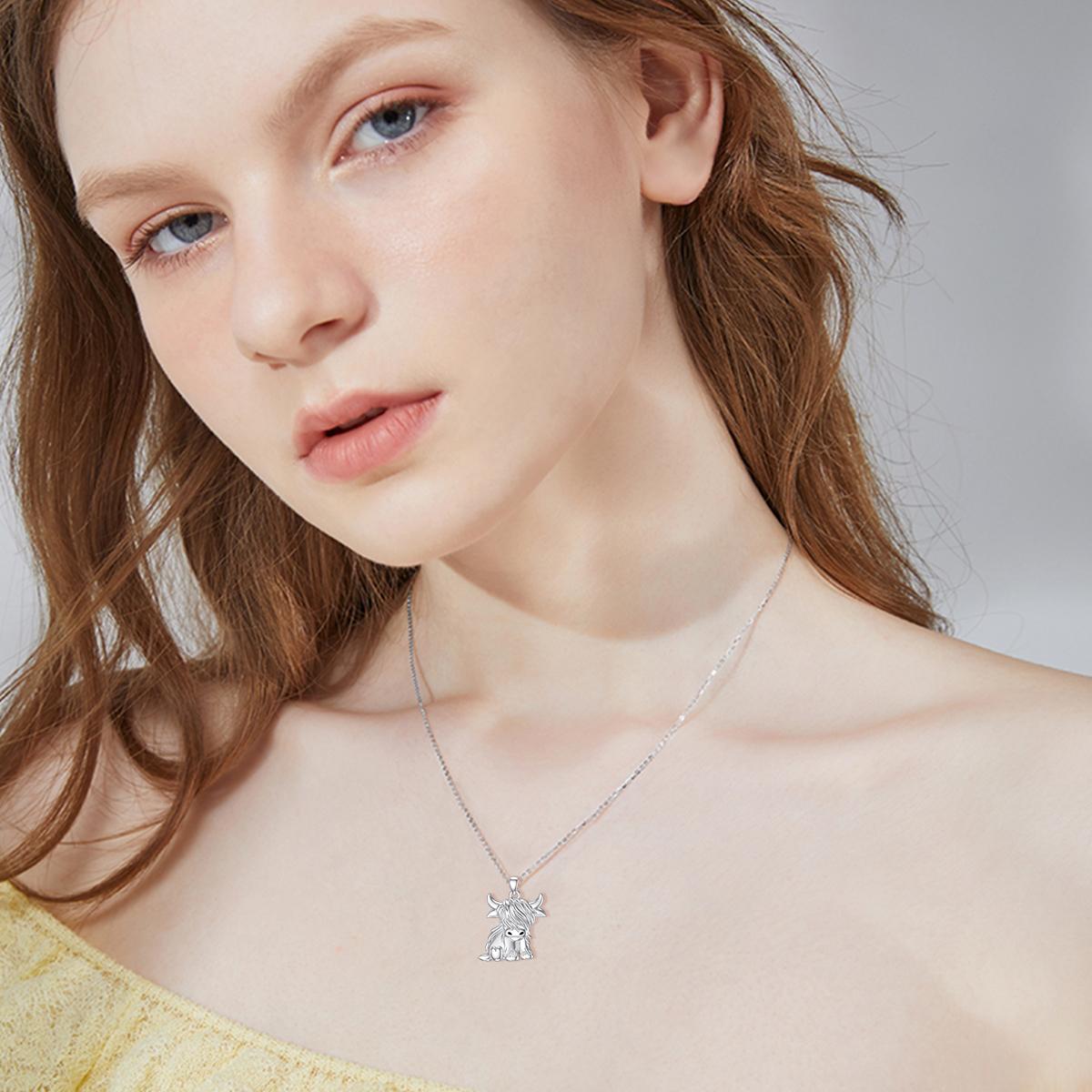 MEIDERBO Jewelry 925 Sterling Silver Cute Yak Plateau Cow Design Pendant Necklace, Animal Pattern Pendant Necklace, Fashion, Birthday Gift, Valentine's Day Gift