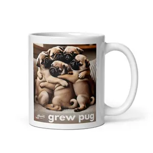 Grew Pug White glossy mug