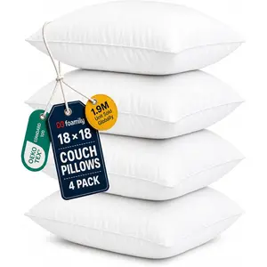 Throw Pillow Insert 18x18 (Set of 4) Premium Decorative Pillows for Couch, Bed & Living Room, Soft Fluffy Throw Pillows, Pillow Inserts for Home Decor