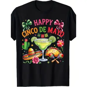 clothing merch flash sale Happy Cinco De Mayo Fiesta Mexican Party Men Women T Shirt Unisex TeeMen's T Shirts Items Breathable Crew Neck Regular Fit Machine Washable Suitable for Outings Festival Wear Casual Wear