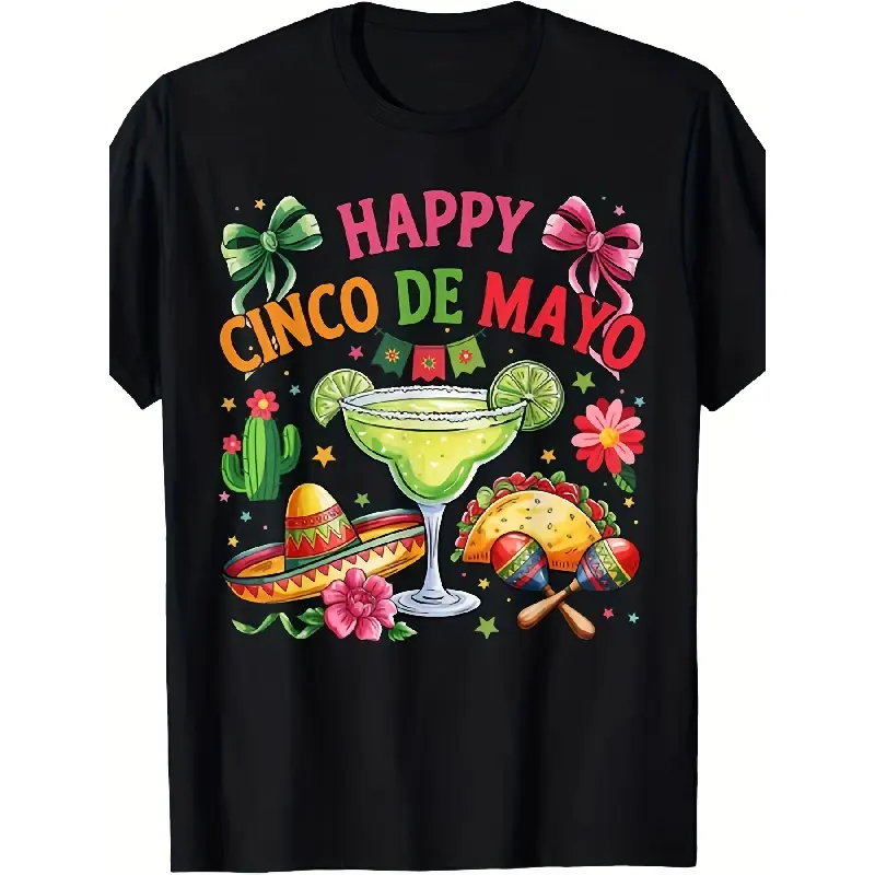 clothing merch flash sale Happy Cinco De Mayo Fiesta Mexican Party Men Women T Shirt Unisex TeeMen's T Shirts Items Breathable Crew Neck Regular Fit Machine Washable Suitable for Outings Festival Wear Casual Wear