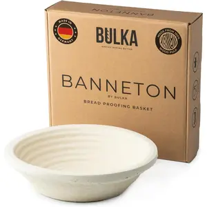 Large Round 9" 1kg Groove Banneton Bread Proofing Basket of Pressed Wood Pulp, Non-Stick Sourdough Proofing Bowl, Baking Supplies, Made in Germany