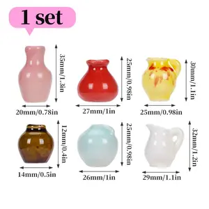 6-Pack DIY Magnetic Ceramic Vase Refrigerator Magnets, Cute Farmhouse Style, Insert Dried Flowers, Home Decor Essentials