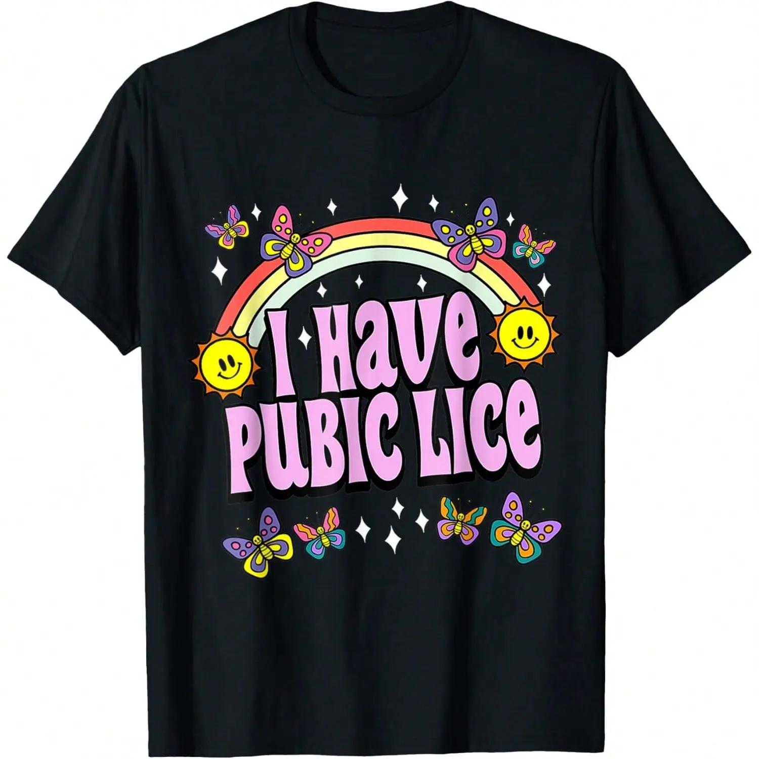 100% Cotton Casual Round Neck Shortsleeve Hem Top - Unisex Funny Retro Pubic Lice Meme T-Shirt, Golf Gift for Men/Women, Monaco Sports Outdoor Sports Top, All Over Print, Regular Fit
