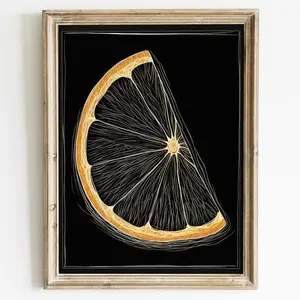 Chic Lemon Slice Chalkboard Wall Art - Bold Citrus Printable, Kitchen Decor, Vertical Chalkboard Illustration, Unframed 5 Size, 8x12 to 27x40 inch