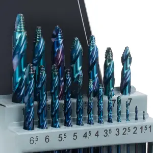 19 count Cobalt Stepped Point Drill Bit Set,  HSS Turbo lmpact Step Drill Bit with Blue Oxide Finish for Stainless Steel  Iron