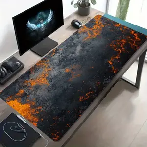 1 Extra-Large Gaming Mouse Pad, Black & Orange Distressed Texture Art Design, Non-Slip Washable Rubber Base, Large Desk Mat Office Accessory, Computer Decor Dirt-Resistant Gaming Mouse Pad, Ideal Gift for Gamers, Extra-Long Desk Mat, Stylish Office