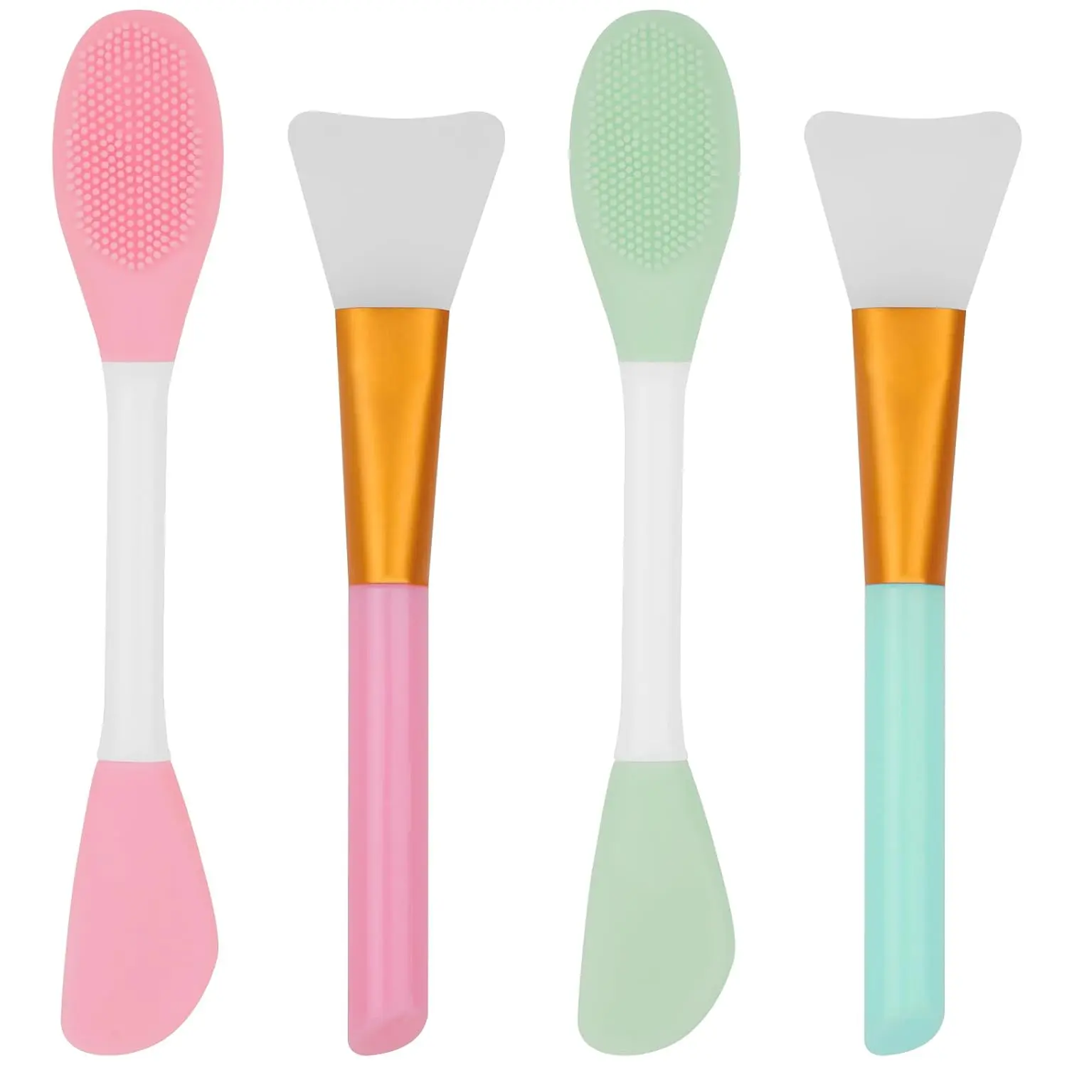 4 Pcs Silicone Face Mask Applicators - Flexible Skin Care Tool for Mud Mask Application, Facial Cleansing & Body Lotion Use