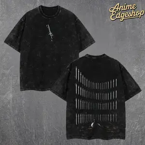 Retro Vintage Limited "Kuchiki Byakuya Bankai - Bleach" Anime Double Printed Oversized Washed Tee Unisex Oversize Anime Manga Acid Washed Lightweight Cotton T-Shirt, Hoodies & Sweater Wash Gift For Anime Fan, Anime Lover Casual Streetwear Menswear