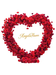 S-A8869 Wedding Decor Dark Red Rose Floral Row Cloth Base Heart-Shaped Arch Props