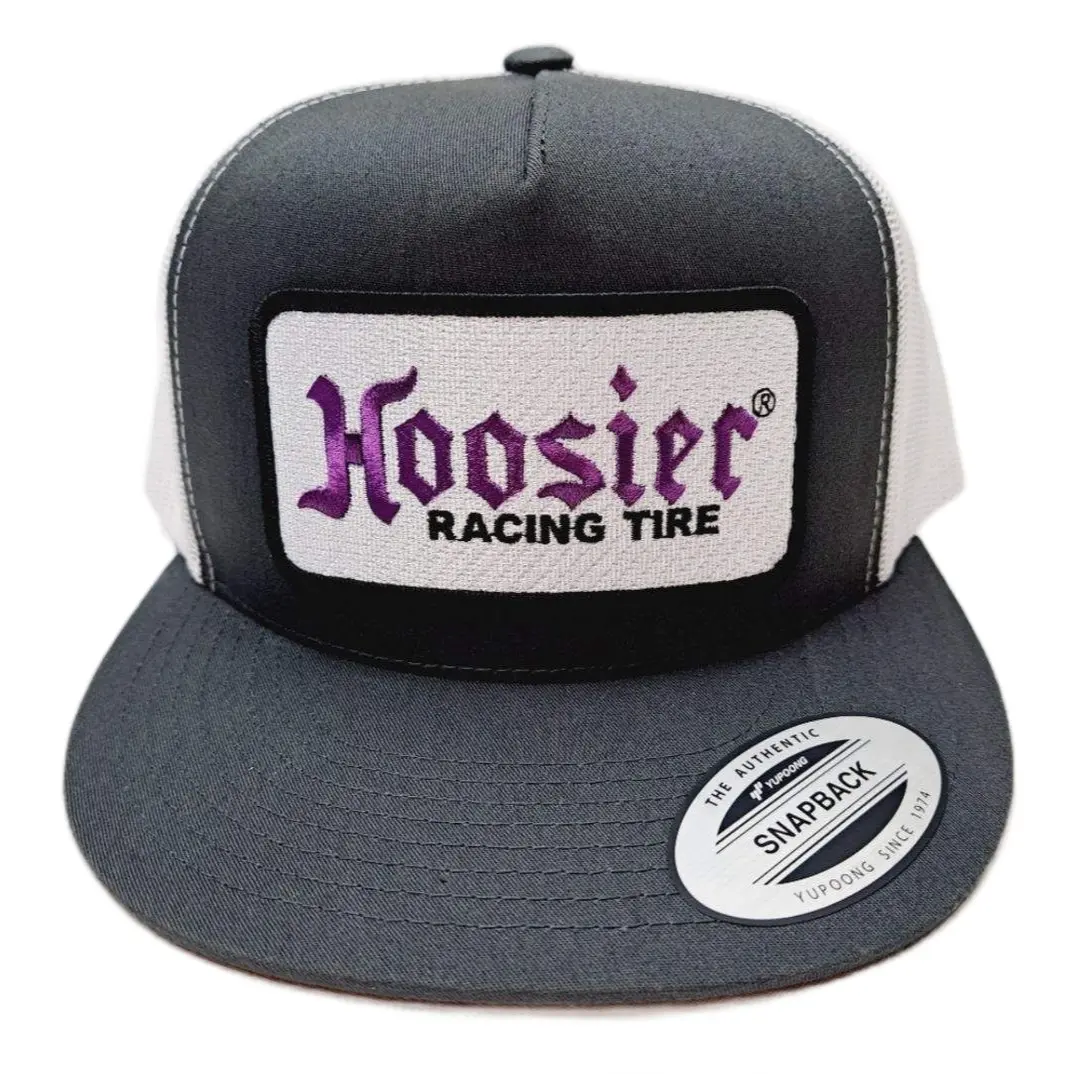 Gray & White Hoosier Embroidered Patch Flat Bill Trucker Mesh Snapback Hat