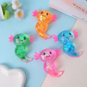 2026 New Style Axolotl Cartoon Sequined Salamander Squishy Malt Sugar Stress Relief Toy, Stress Relief and Vent Toy for Students and Office Workers • Cute Red-Mouthed Turtle