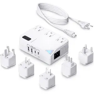 250W Conversion Plug, International Travel Converter with 2 USB and 2 USB-C Ports, lowering 220V to 110V for 100V-240V Areas and Different Countries Plugs Using US Electrical Devices