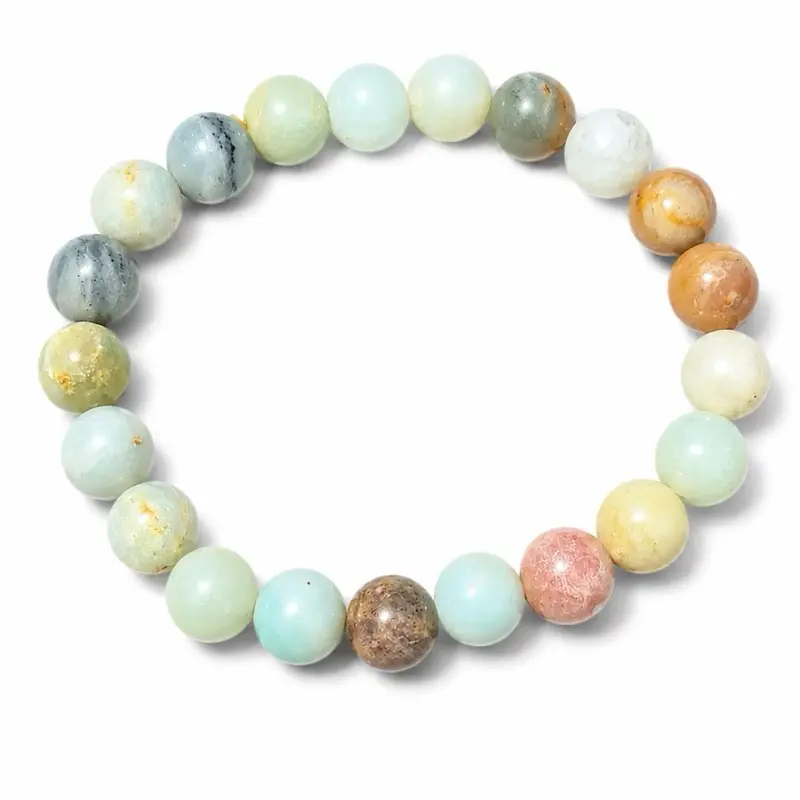 Amazonite Bracelet 8mm Natural Stone Beaded Bracelet, Stretch Crystal Bracelet, Calming Gemstone Jewelry, Gift for Her, 7 Inch Bracelet