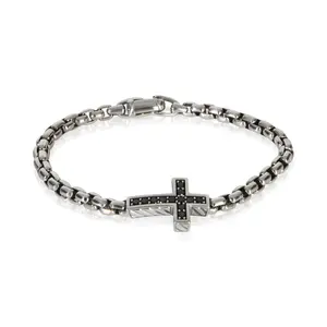 Pre-owned NY156121 David Yurman Sterling Silver Cross Station Bracelet