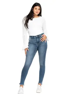 Judy Blue High Waist Destroy & Shark Bite Hem Skinny Denim Jeans 82491