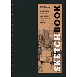 Sketchbook 7 x 10" Black Spiral Hardcover Mixed Media Sketchbook for Drawing