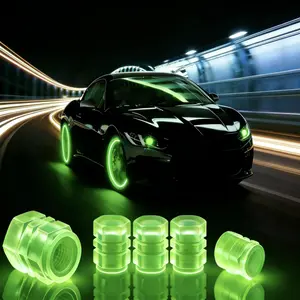 DIBMS 12PCS Fluorescent Car Tire Valve Stem Caps, Auto Corrosion Resistant Wheel Valve Cover, Luminous Illuminated Glow in The Dark, Car Decor Accessories Universal for SUV, Trucks, Car (Red(1))