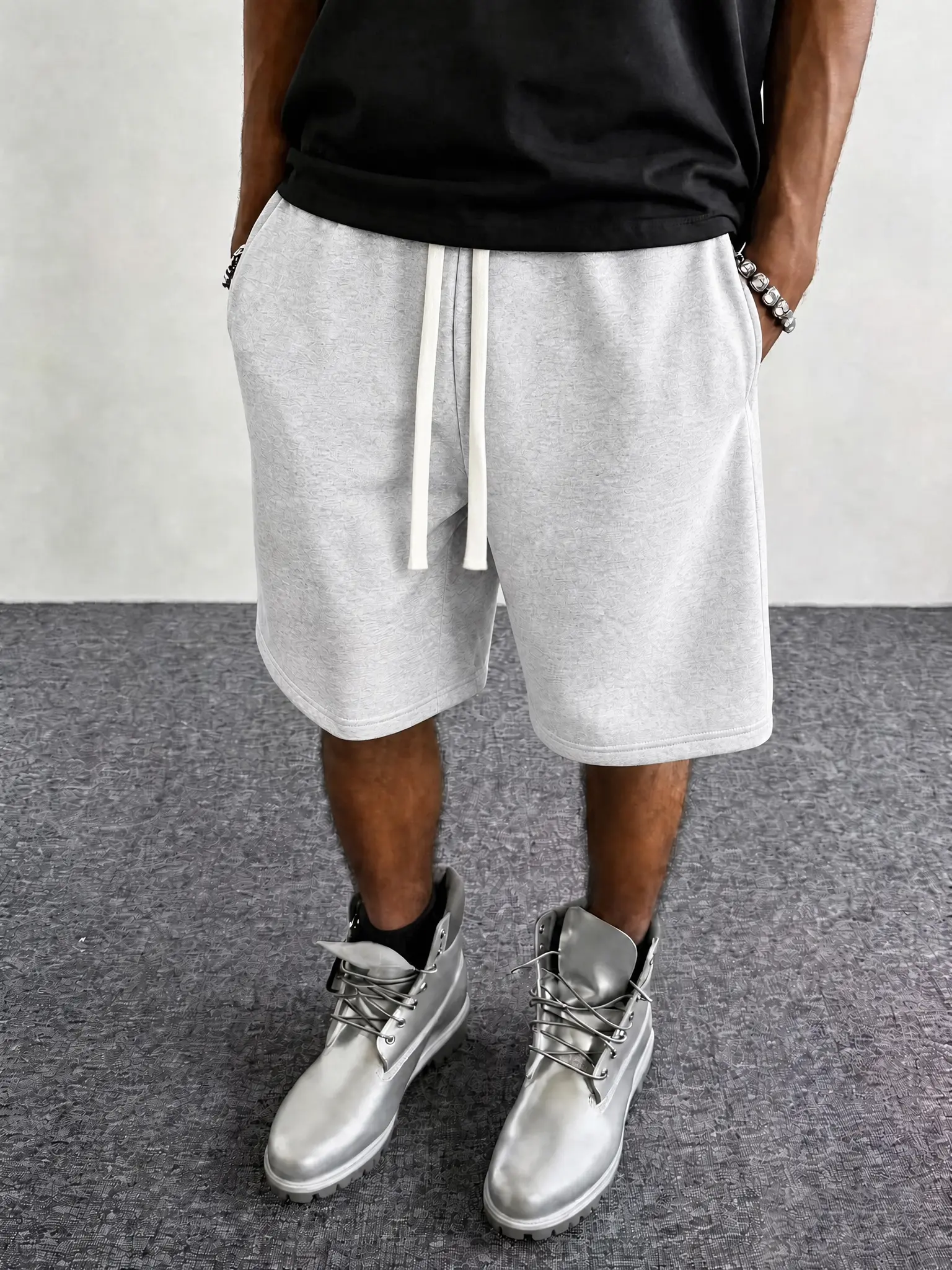 Unisex Casual Cotton Shorts with Drawstring Waist, Solid Color Athletic Fit Mens Clothing for Outdoor Summer Leisure, Breathable, Daily Commuting, Active, Polyester, S